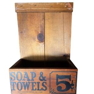 Rustic Wood Soap & Towels Wall Box - Brown